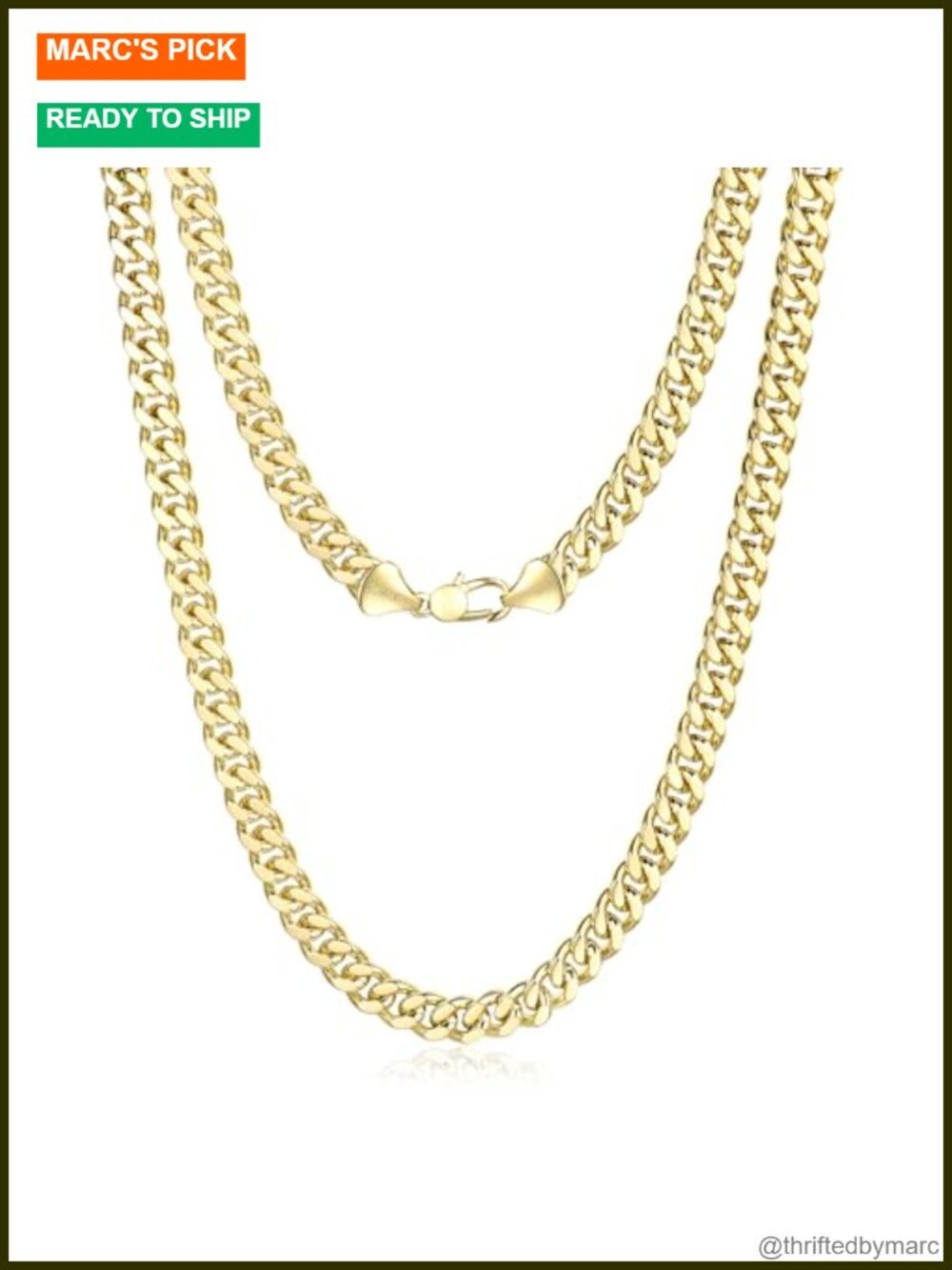 14K Gold Cuban Link Chain Necklace 8mm 18in Lobster Clasp Polished